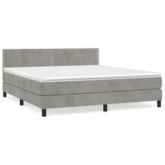 vidaXL atsperu gulta ar matraci, gaiši pelēks samts, 180x200 cm cena un informācija | Gultas | 220.lv