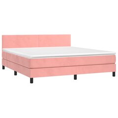 vidaXL atsperu gulta ar matraci, rozā samts, 180x200 cm cena un informācija | Gultas | 220.lv