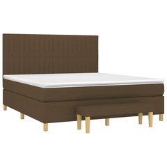 vidaXL atsperu gulta ar matraci, tumši brūns, 160x200 cm, audums cena un informācija | Gultas | 220.lv