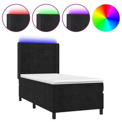 vidaXL atsperu gulta ar matraci, LED, melns samts, 90x190 cm цена и информация | Кровати | 220.lv