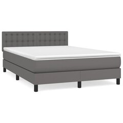 vidaXL atsperu gulta ar matraci, pelēka, 140x200 cm, mākslīgā āda цена и информация | Кровати | 220.lv