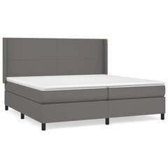 vidaXL atsperu gulta ar matraci, pelēka, 200x200 cm, mākslīgā āda cena un informācija | Gultas | 220.lv