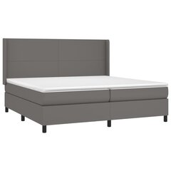 vidaXL atsperu gulta ar matraci, pelēka, 200x200 cm, mākslīgā āda cena un informācija | Gultas | 220.lv