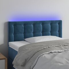 vidaXL gultas galvgalis ar LED, 100x5x78/88 cm, zils samts цена и информация | Кровати | 220.lv