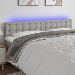 vidaXL gultas galvgalis ar LED, 160x5x78/88 cm, gaiši pelēks audums cena un informācija | Gultas | 220.lv