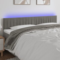 vidaXL gultas galvgalis ar LED, 160x5x78/88 cm, gaiši pelēks samts цена и информация | Кровати | 220.lv