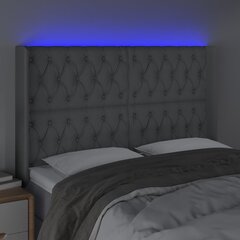 vidaXL gultas galvgalis ar LED, 163x16x118/128 cm, gaiši pelēks audums cena un informācija | Gultas | 220.lv