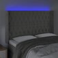 vidaXL gultas galvgalis ar LED, 163x16x118/128 cm, gaiši pelēks samts цена и информация | Gultas | 220.lv