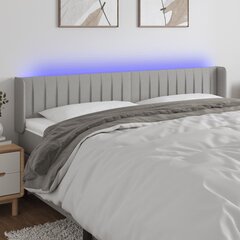 vidaXL gultas galvgalis ar LED, 163x16x78/88 cm, gaiši pelēks audums cena un informācija | Gultas | 220.lv
