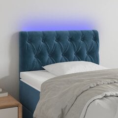 vidaXL gultas galvgalis ar LED, 80x7x78/88 cm, tumši zils samts cena un informācija | Gultas | 220.lv