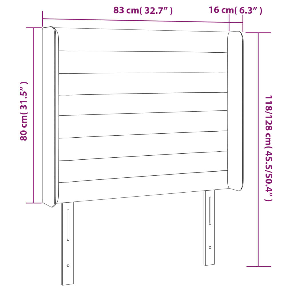 vidaXL gultas galvgalis ar LED, 83x16x118/128 cm, gaiši pelēks audums цена и информация | Gultas | 220.lv