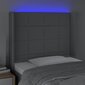 vidaXL gultas galvgalis ar LED, 83x16x118/128 cm, gaiši pelēks audums cena un informācija | Gultas | 220.lv