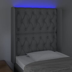 vidaXL gultas galvgalis ar LED, 83x16x118/128 cm, gaiši pelēks audums cena un informācija | Gultas | 220.lv