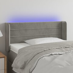 vidaXL gultas galvgalis ar LED, 83x16x78/88 cm, gaiši pelēks samts cena un informācija | Gultas | 220.lv