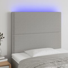 vidaXL gultas galvgalis ar LED, 90x5x118/128 cm, gaiši pelēks audums цена и информация | Кровати | 220.lv