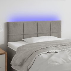 vidaXL gultas galvgalis ar LED, 90x5x78/88 cm, gaiši pelēks samts cena un informācija | Gultas | 220.lv