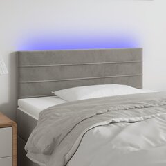 vidaXL gultas galvgalis ar LED, 90x5x78/88 cm, gaiši pelēks samts цена и информация | Кровати | 220.lv