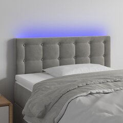 vidaXL gultas galvgalis ar LED, 90x5x78/88 cm, gaiši pelēks samts цена и информация | Кровати | 220.lv