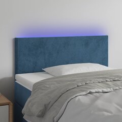 vidaXL gultas galvgalis ar LED, 90x5x78/88 cm, tumši zils samts цена и информация | Кровати | 220.lv