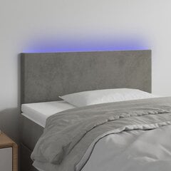 vidaXL gultas galvgalis ar LED, 90x5x78/88 cm, gaiši pelēks samts цена и информация | Кровати | 220.lv