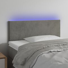 vidaXL gultas galvgalis ar LED, 90x5x78/88 cm, gaiši pelēks samts cena un informācija | Gultas | 220.lv