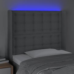 vidaXL gultas galvgalis ar LED, 93x16x118/128 cm, gaiši pelēks audums cena un informācija | Gultas | 220.lv