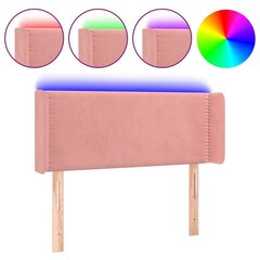 vidaXL gultas galvgalis ar LED, 93x16x78/88 cm, rozā samts cena un informācija | Gultas | 220.lv