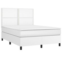 vidaXL atsperu gulta ar matraci, LED, balta, 140x200 cm, mākslīgā āda цена и информация | Кровати | 220.lv
