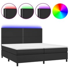 vidaXL atsperu gulta ar matraci, LED, melna, 200x200 cm, mākslīgā āda цена и информация | Кровати | 220.lv
