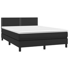 vidaXL atsperu gulta ar matraci, melna, 140x190 cm, mākslīgā āda цена и информация | Кровати | 220.lv