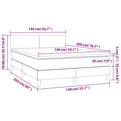 vidaXL atsperu gulta ar matraci, kapučīno, 140x200 cm, mākslīgā āda cena un informācija | Gultas | 220.lv