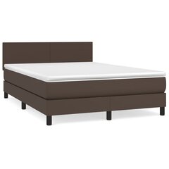 vidaXL atsperu gulta ar matraci, brūna, 140x200 cm, mākslīgā āda цена и информация | Кровати | 220.lv