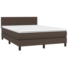 vidaXL atsperu gulta ar matraci, brūna, 140x200 cm, mākslīgā āda cena un informācija | Gultas | 220.lv
