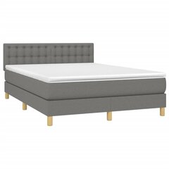 vidaXL atsperu gulta ar matraci, tumši pelēka audums, 140x190 cm цена и информация | Кровати | 220.lv