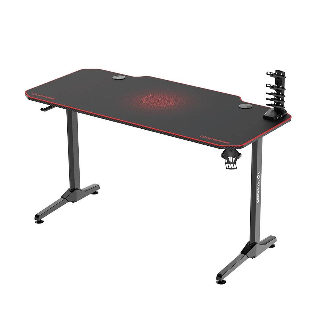 Spēļu galds Ultradesk Frag Red, Melns ar sarkanu paklāju цена и информация | Datorgaldi, rakstāmgaldi, biroja galdi | 220.lv