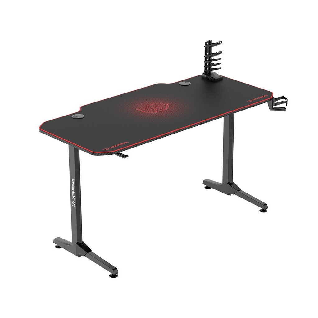 Spēļu galds Ultradesk Frag Red, Melns ar sarkanu paklāju цена и информация | Datorgaldi, rakstāmgaldi, biroja galdi | 220.lv