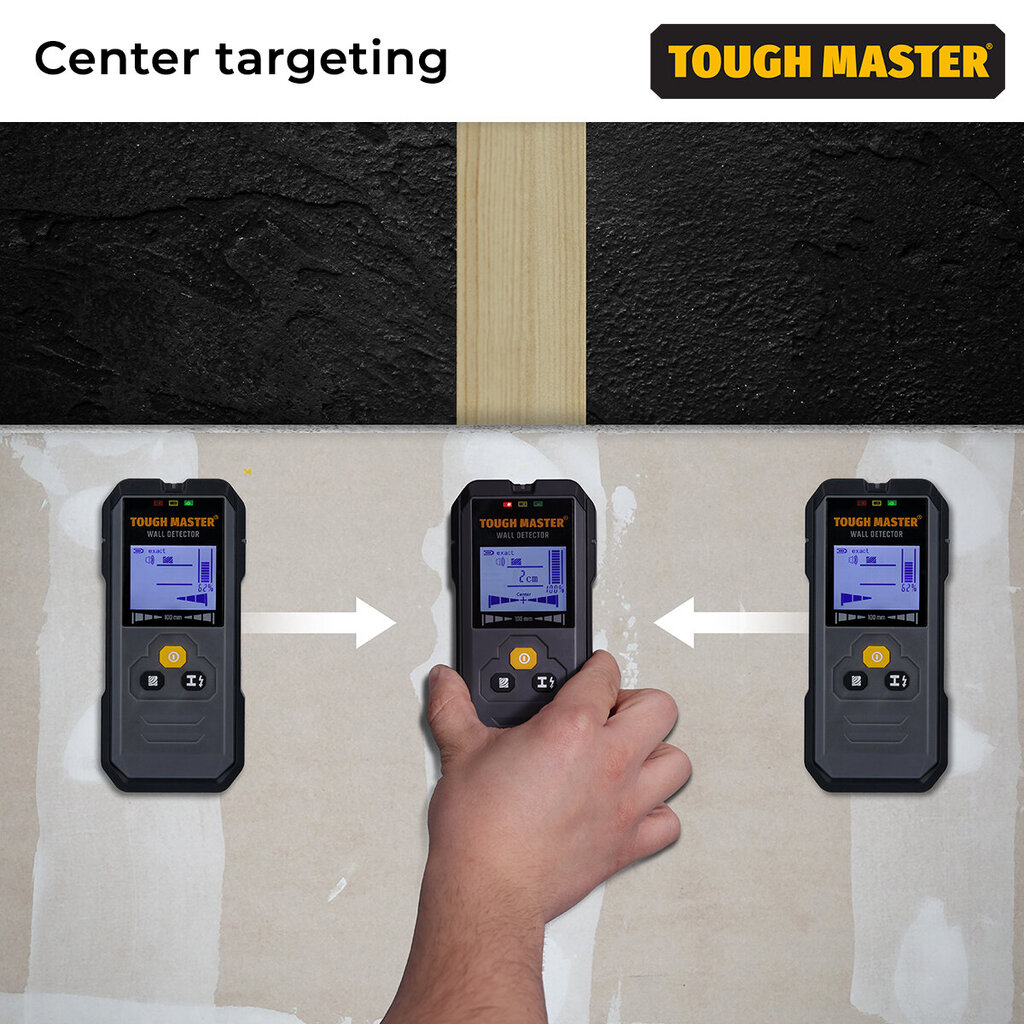 Digitālais sienas skeneris, Metāla, koka, vadu detektors TOUGH MASTER® TM-WD100 цена и информация | Rokas instrumenti | 220.lv