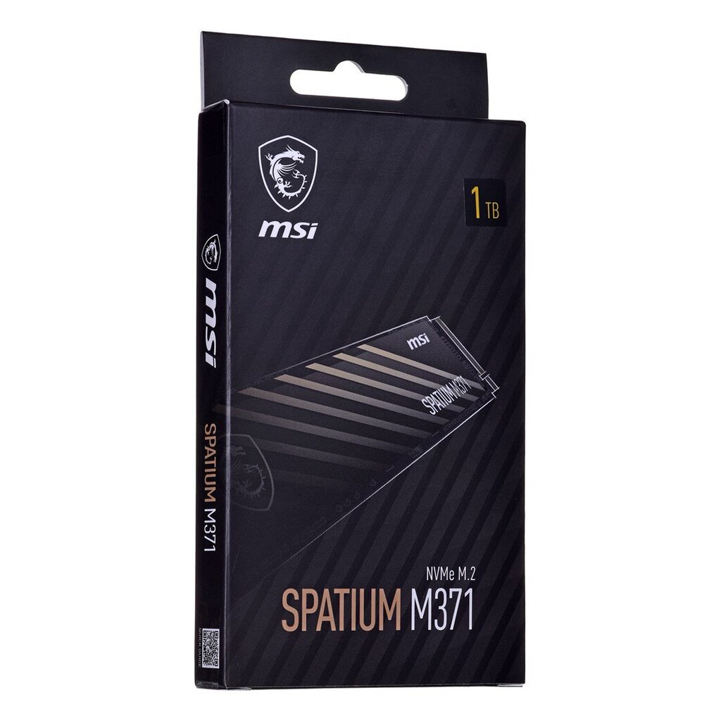 SSD|MSI| SPATIJS M371|1TB| M.2| PCIE| NVMe|3D NAND| Rakstīšanas ātrums 1700 MBytes/sek| Nolasīšanas ātrums 2350 MBytes/sek|2.15mm| TBW 210 TB| MTBF 1500000 stundas| S78-440L870-P83 cena un informācija | Iekšējie cietie diski (HDD, SSD, Hybrid) | 220.lv