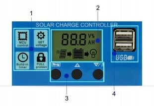 Uzlādes regulators 12V 24V saules kontrolleris 30A cena un informācija | Saules paneļi, komponentes | 220.lv