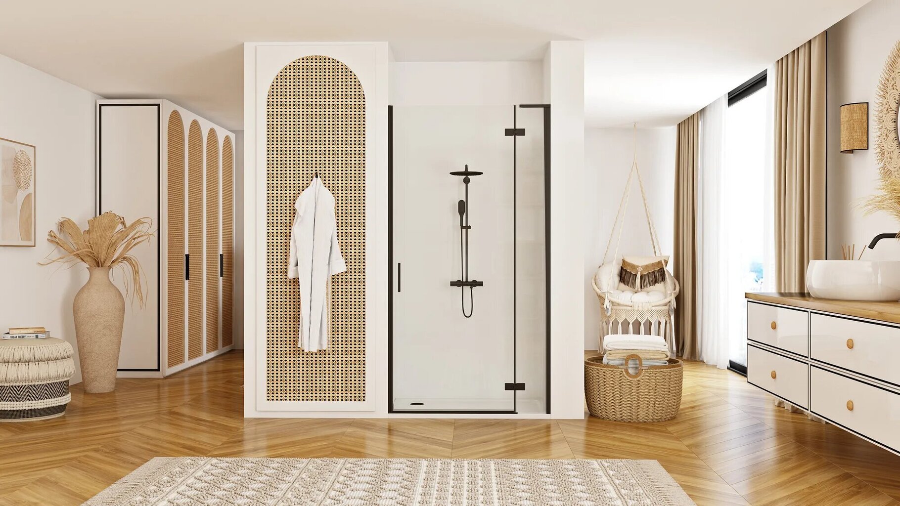 Dušas durvis REA Hugo Black, 80,90,100 cm cena un informācija | Dušas durvis, dušas sienas | 220.lv
