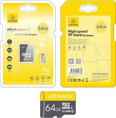 Usams MicroSDHC 64 GB Class 10 U1 (ZB119TF01) цена и информация | Карты памяти для фотоаппаратов | 220.lv