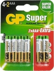 GP Super AAA/R03 6 штук цена и информация | Аккумуляторы для фотокамер | 220.lv