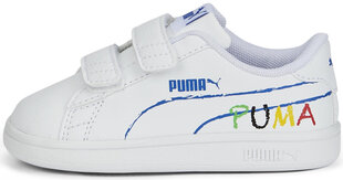 Puma Apavi Smash v2 Home School White 386201 02 386201 02/9K cena un informācija | Sporta apavi bērniem | 220.lv