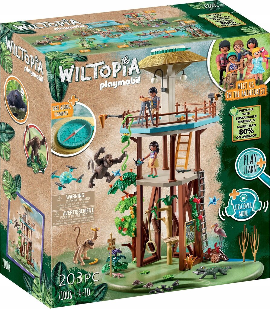 71008 PLAYMOBIL® Wiltopia, Meklēšanas tornis ar kompasu cena un informācija | Konstruktori | 220.lv