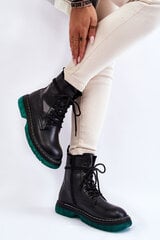 Sieviešu šņorējamas kurpes ar zaļu zoli, melns Trinah 23300-H цена и информация | Женские сапоги | 220.lv