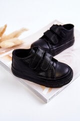 Bērnu ādas kedas ar Velcro melnu Foster 19092-69 цена и информация | Детская спортивная обувь | 220.lv
