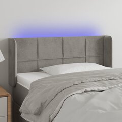 vidaXL gultas galvgalis ar LED, 83x16x78/88 cm, gaiši pelēks samts cena un informācija | Gultas | 220.lv