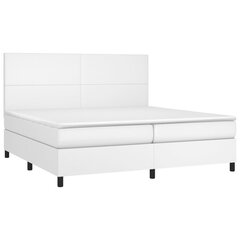 vidaXL atsperu gulta ar matraci, LED, balta, 200x200 cm, mākslīgā āda cena un informācija | Gultas | 220.lv