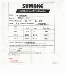 Dinamometriskā atslēga 1/2 50-350Nm Sumake cena un informācija | Rokas instrumenti | 220.lv