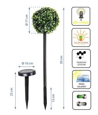 Saules lampu komplekts 3 buksusa bumbiņas 27 LED cena un informācija | Āra apgaismojums | 220.lv